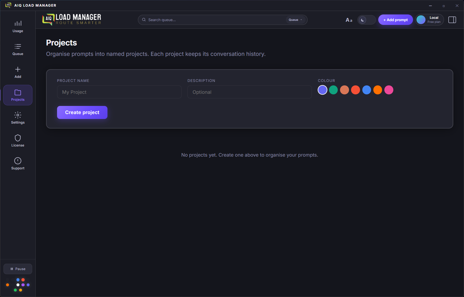 Compare mode — three provider responses shown side by side with token counts and copy buttons