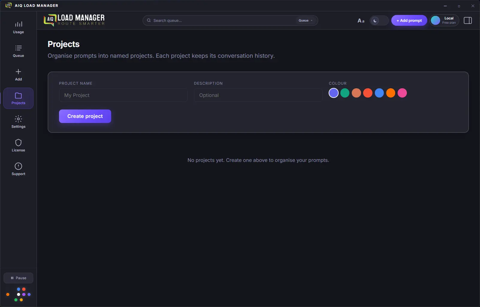 Compare mode — three provider responses shown side by side with token counts and copy buttons